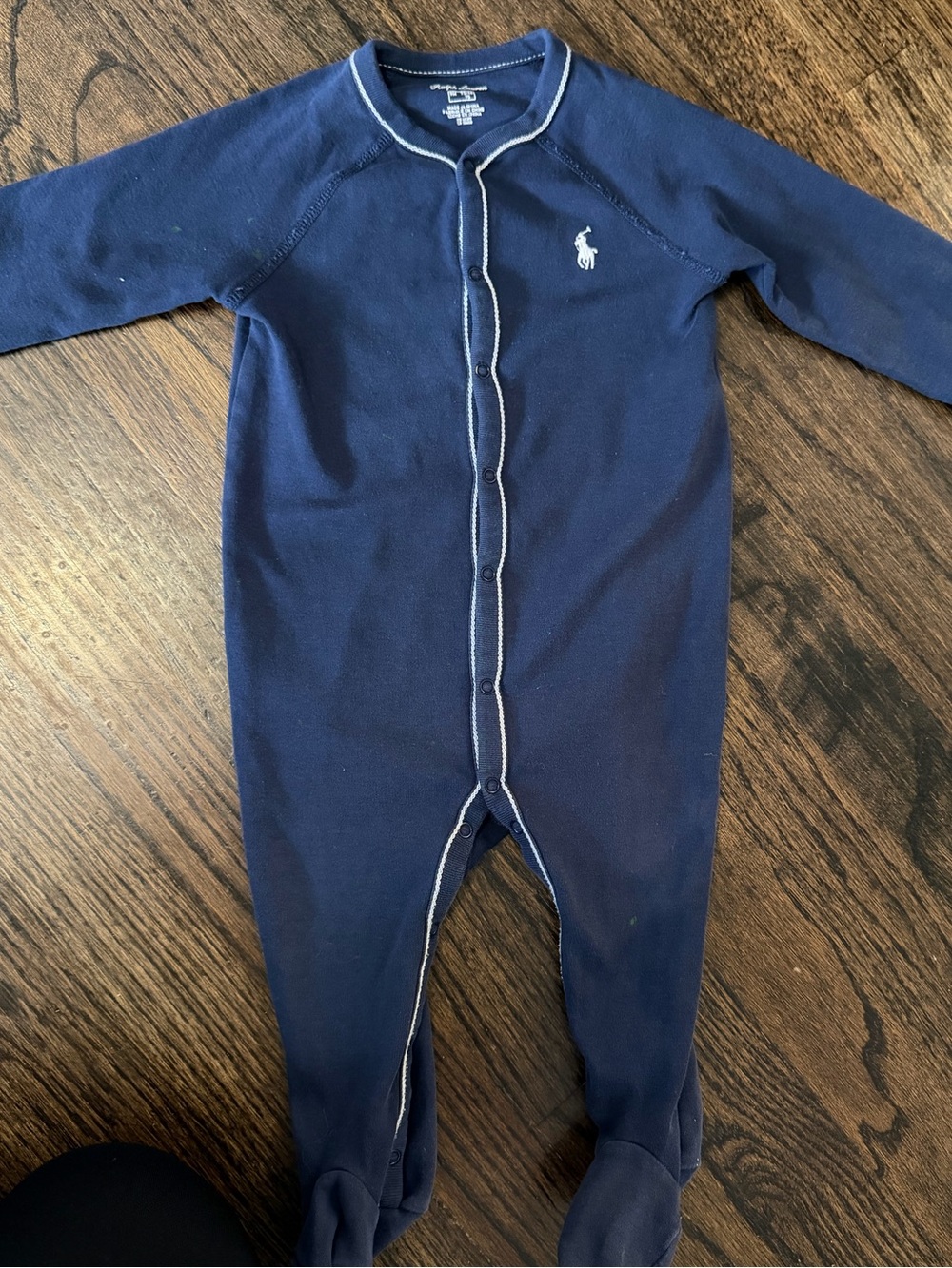 Polo by Ralph Lauren Navy Footed One-Piece with White Piping